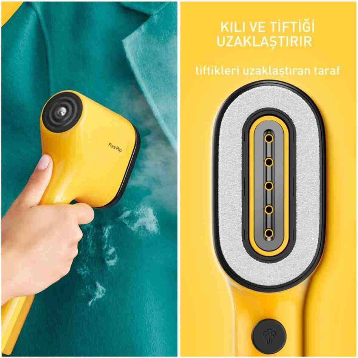 TEFAL DT2026 Pure Pop Kırışıklık Giderici 1300 Watt Buharlı Düzleştirici Ütü - Sarı - Görsel 14