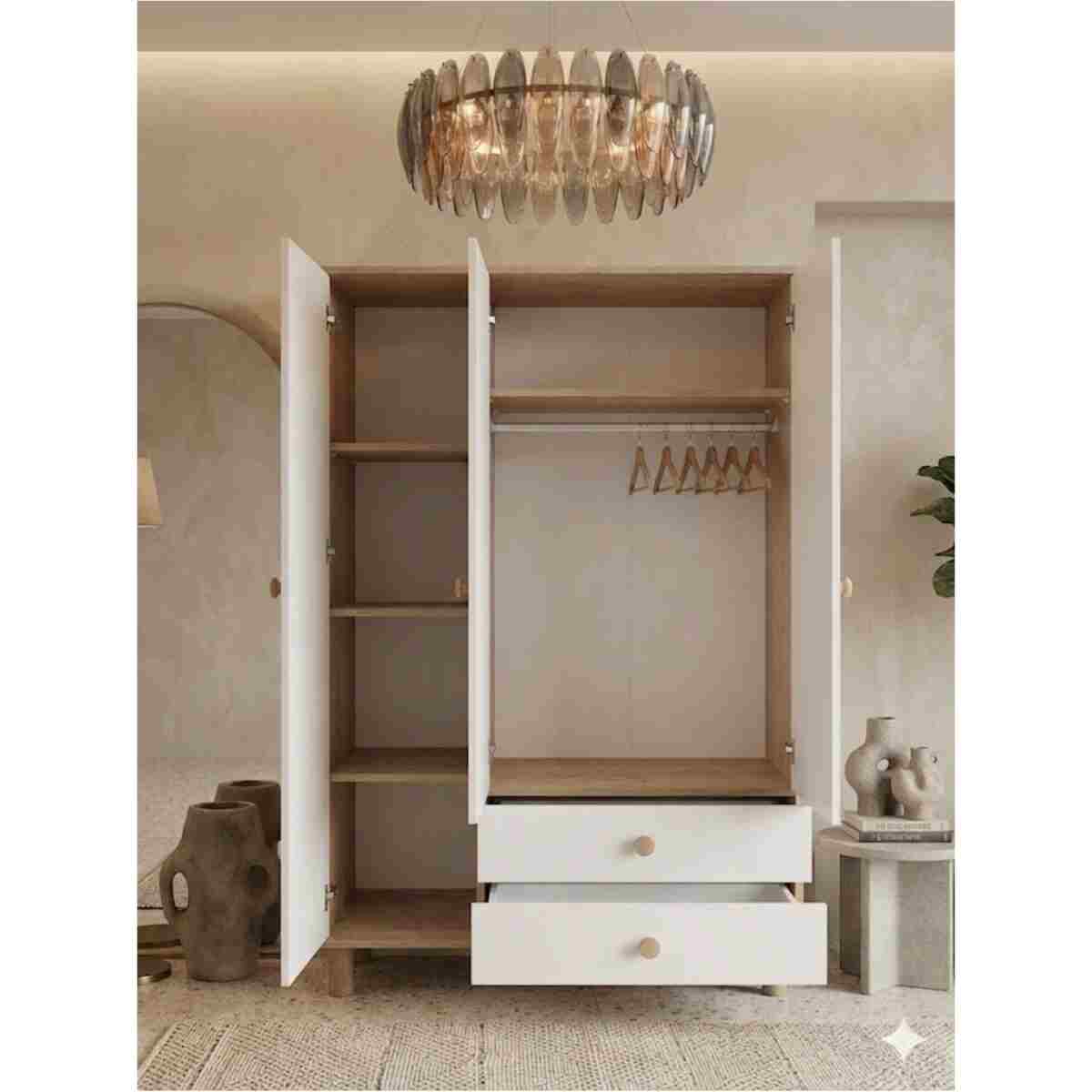 Cozibo Aura Genç Odası - 3'lü Genç Odası Takımı safirmeşe-beyaz - 3 Kapılı Dolap - Çalışma Masası - Kitaplık - Görsel 3