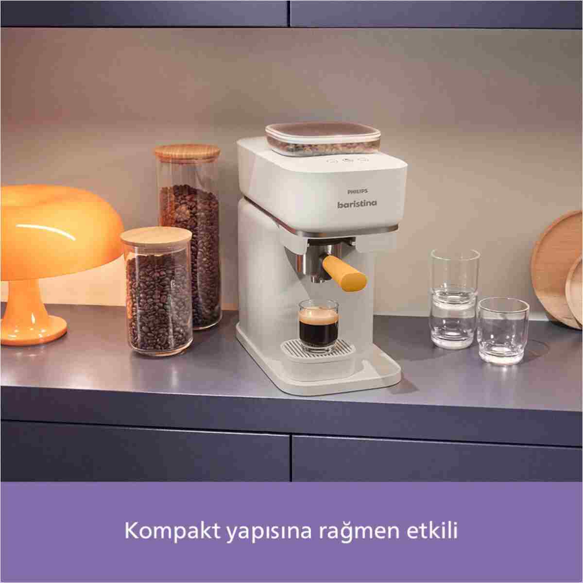 Philips Baristina Serisi Espresso Makinesi, 16 Bar Basınç, Kompakt, Beyaz, BAR300/03 - Görsel 7