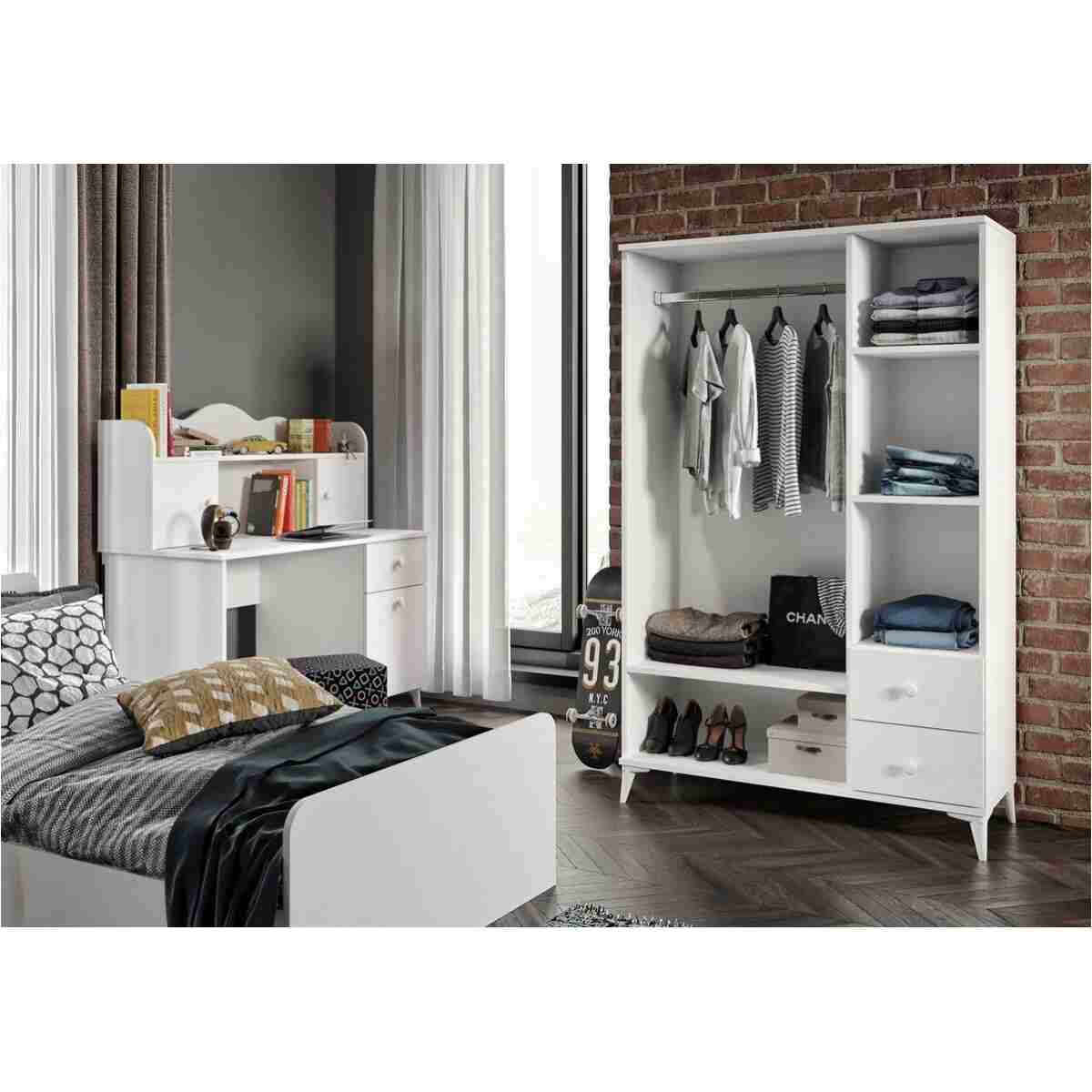 WENCE Akasya Modern Genç Odası Takımı Beyaz - 4 Parçalı Ve Tamamı 1. Kalite Mdf - Görsel 2