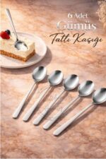 Kitchen Beauty 6 Adet Lüx Paslanmaz Çelik Kaşık Gold Uzun Saplı Yuvarlak Tatlı Kaşığı Kahve Dondurma Espresso Kaşık - Görsel 4