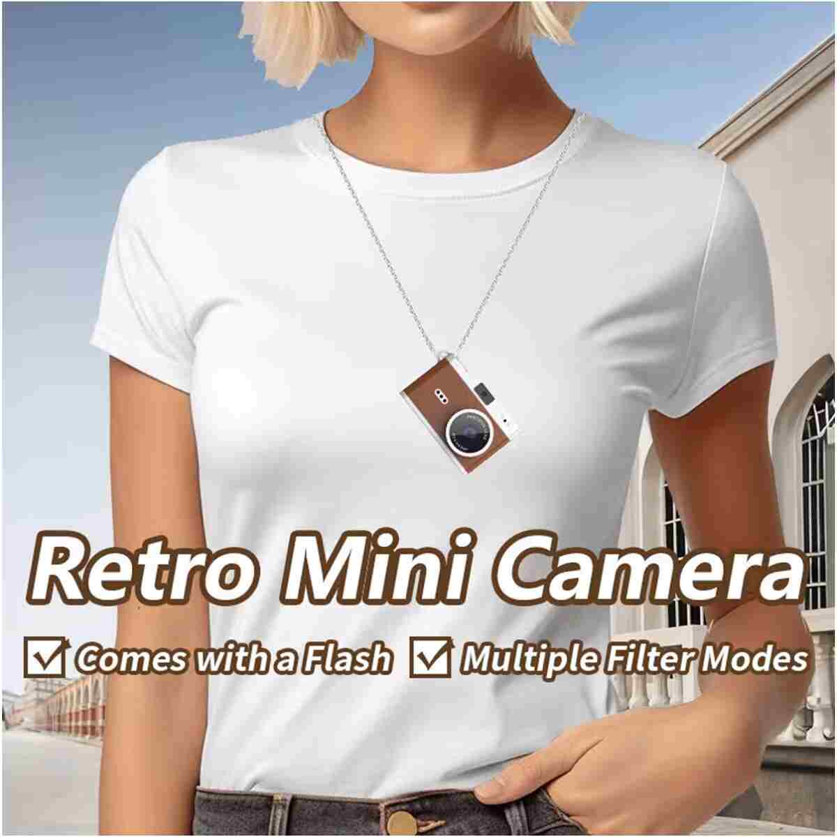 TECHNOMEN Retro Tarzı Dijital Kamera Yüksek Çözünürlüklü Mini Vlog Kamerası 1280x720 HD Ekranlı Aksiyon Kamera - Görsel 4