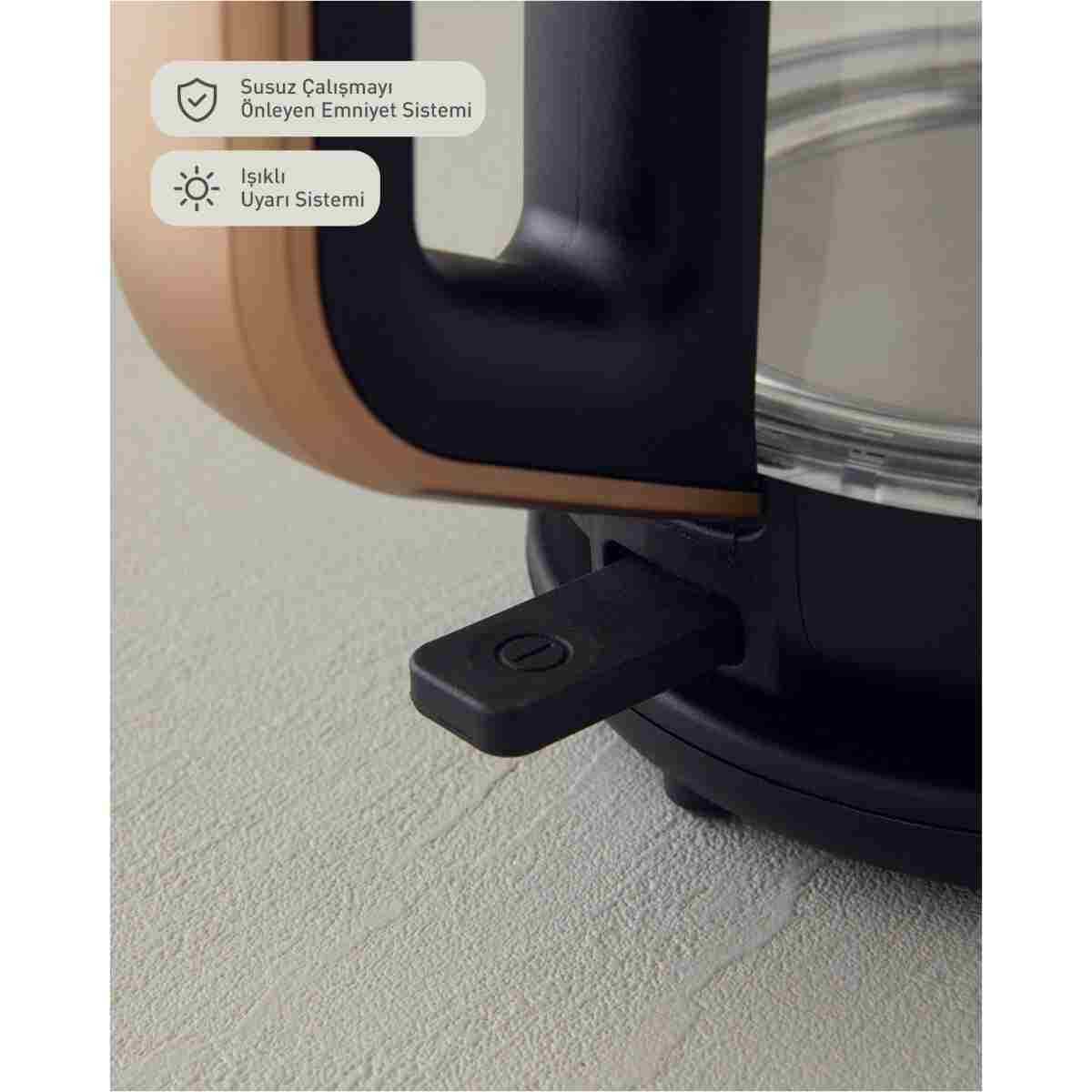 English Home CMK 6001 Cam Çay Makinesi ve Kettle Siyah-Bakır - Görsel 6