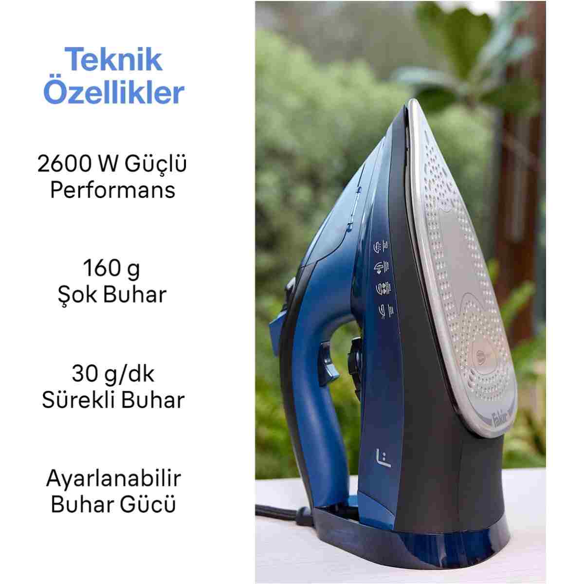 Fakir Flyjet Buharlı Ütü Mavi - Siyah - Görsel 3