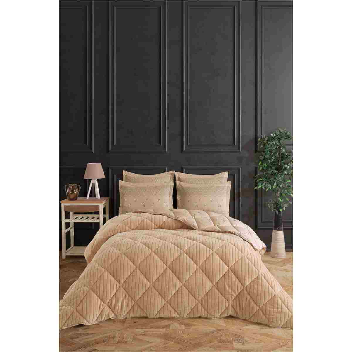 Otelonia Striped Jakarlı Wellsoft Çift Kişilik Uyku Seti Lastikli Çarşaflı 4 Parça - Görsel 9