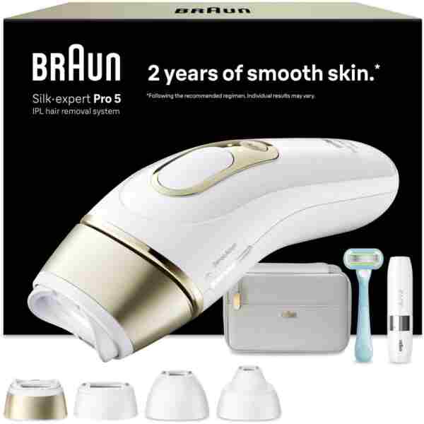 Braun IPL Silk·expert Pro 5, Evde Lazerle Tüy Alma, Mini Yüz Tüy Alma Cihazı, 4 Başlık, PL5412
