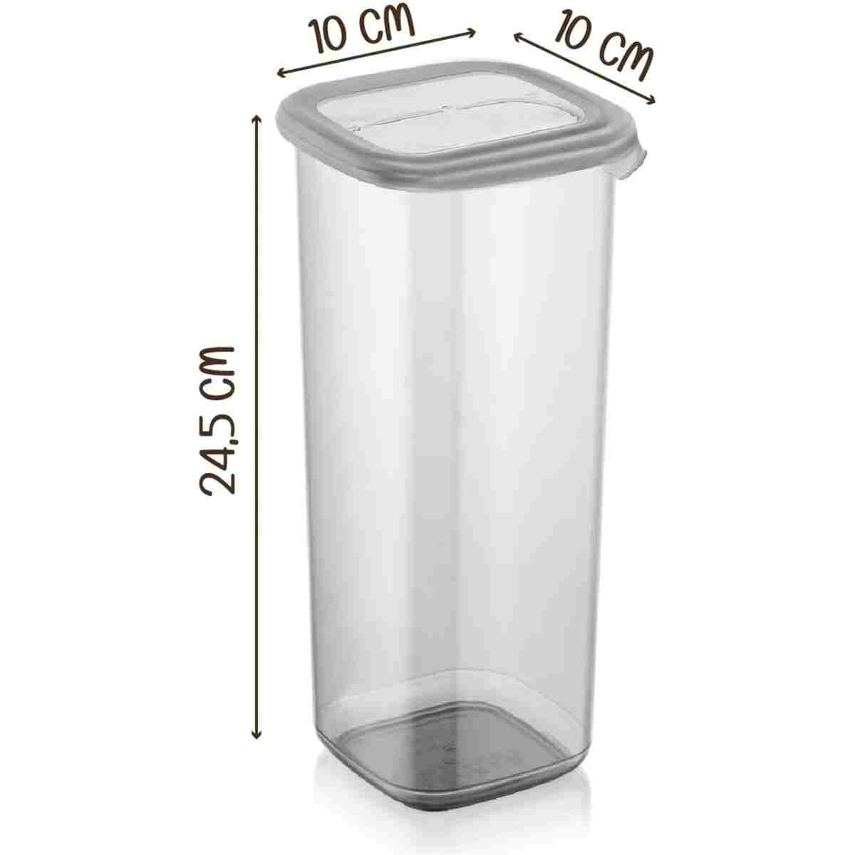 Kitchen Life 12'li Jumbo Boy Etiketli Square Kare Erzak Saklama Kabı Seti 1700 ml - Sert Kapak Büyük Kavanoz - Görsel 2