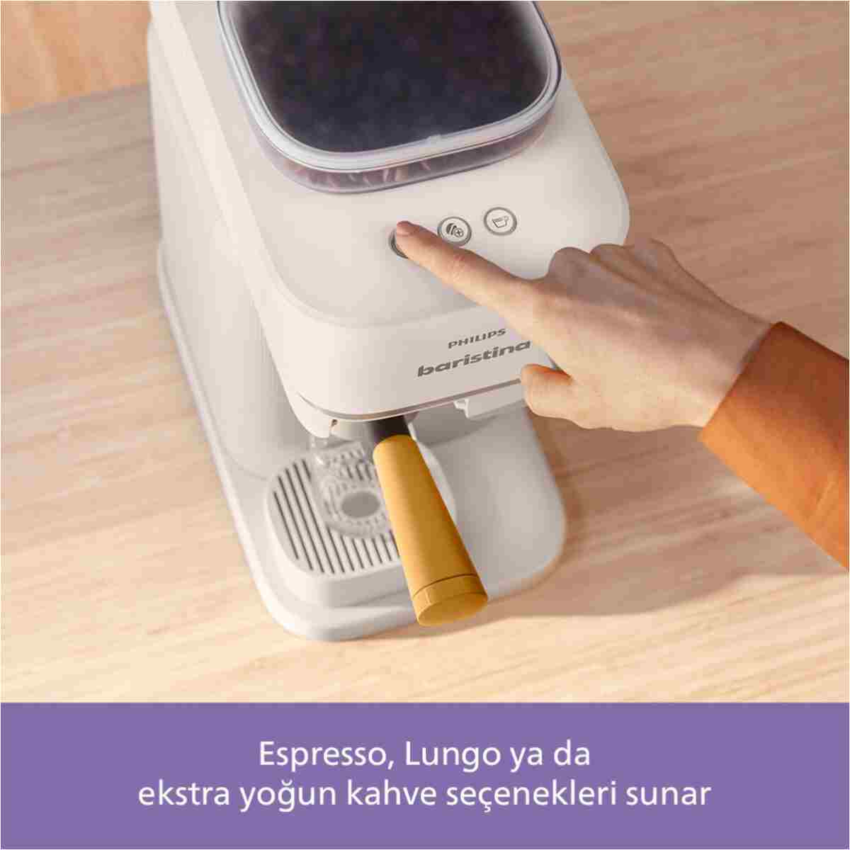 Philips Baristina Serisi Espresso Makinesi, 16 Bar Basınç, Kompakt, Beyaz, BAR300/03 - Görsel 12