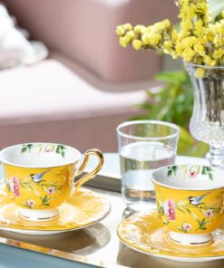 English Home Vanilla New Bone China 4 Parça 2 Kişilik Kahve Fincan Takımı Sarı