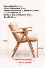 Meya Dekor Minderli Loretta Masa Sandalye Seti 4+1 Ahşap Bahçe Balkon Teras Katlanır Set 120x70 cm - Görsel 9