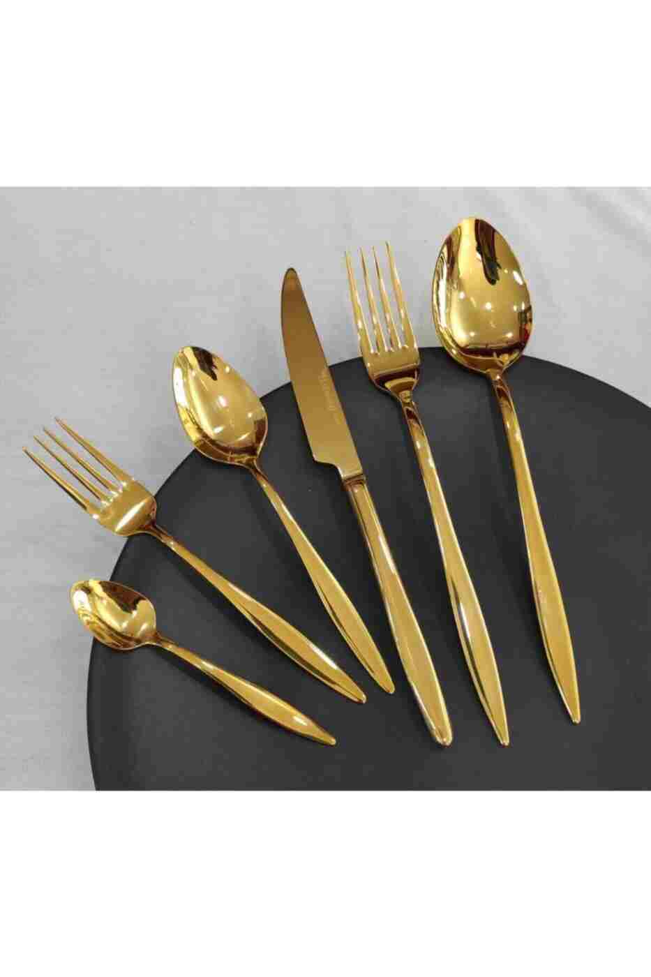 2633b1511b83923735e306f3d3dc3fcb BRONDOFF Gold 36 Parça Titanyum Çatal Kaşık Seti - Görsel 1