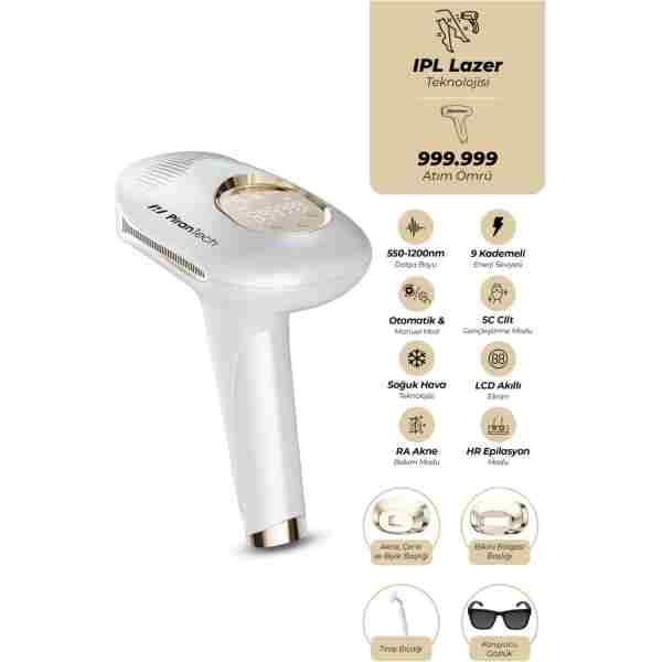 PiranTech BHRL-08 Buz Lazer Epilasyon 999.999 Atım- Cilt Gençleştirici- Akne Giderici- Lazer Epilasyon Aleti
