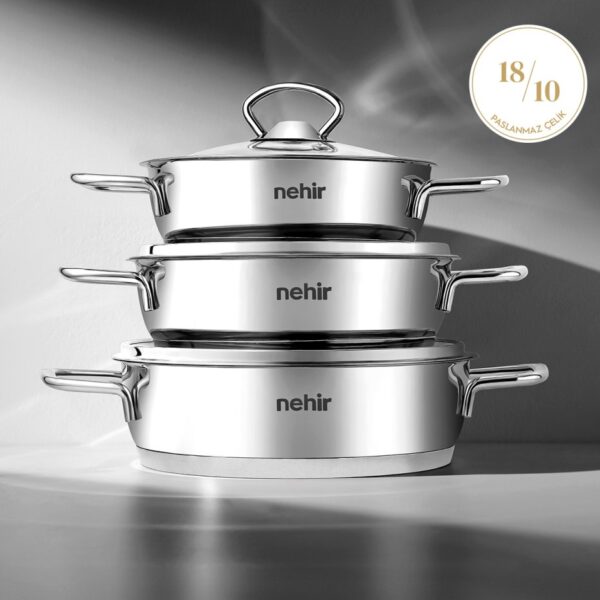Nehir Silver 6 Parça Paslanmaz Çelik Sahan Seti (16-18-20 CM)