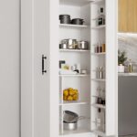AEKA Ae-3035 Vezir Beyaz Kiler, Erzak Dolabı, Çok Amaçlı Mutfak Dolabı, Banyo,2 Kapaklı, Raflı, Tekerli