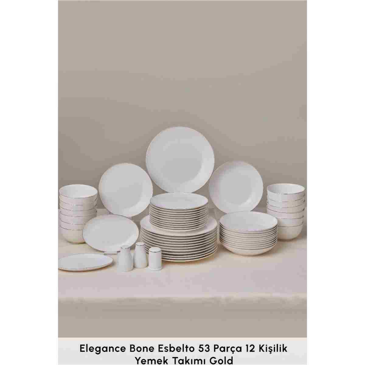 Karaca Elegance Bone Esbelto 53 Parça 12 Kişilik Yemek Takımı Gold - Görsel 10