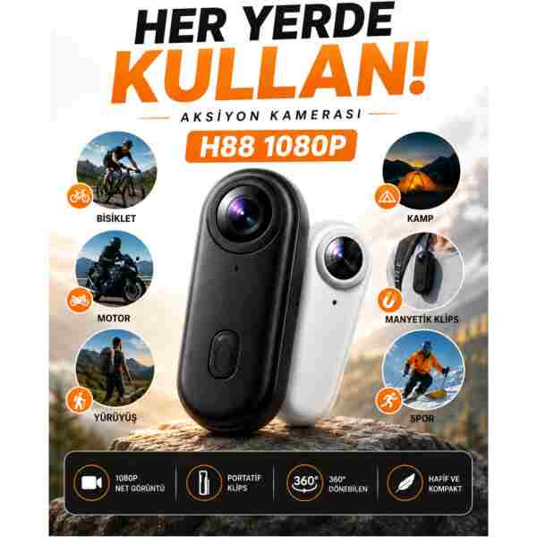 TEKNOKUTUM Full HD 1080P Göğüs Kamerası Motosiklet Bisiklet ve Scooter Kullananlar İçin-8GB SD Kart Hediyeli