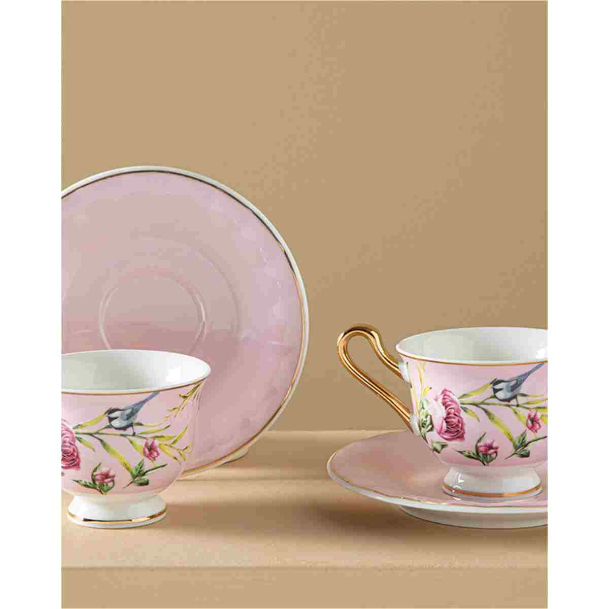 English Home Vanilla New Bone China Kahve Fincan Takımı 4 Parça 2 Kişilik Açık Pembe - Görsel 2