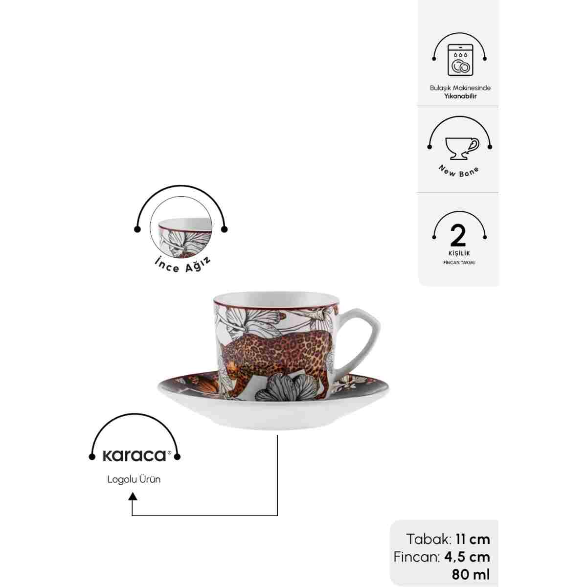Karaca Tiger 2 Kişilik Kahve Fincan Takımı 80 Ml - Görsel 11