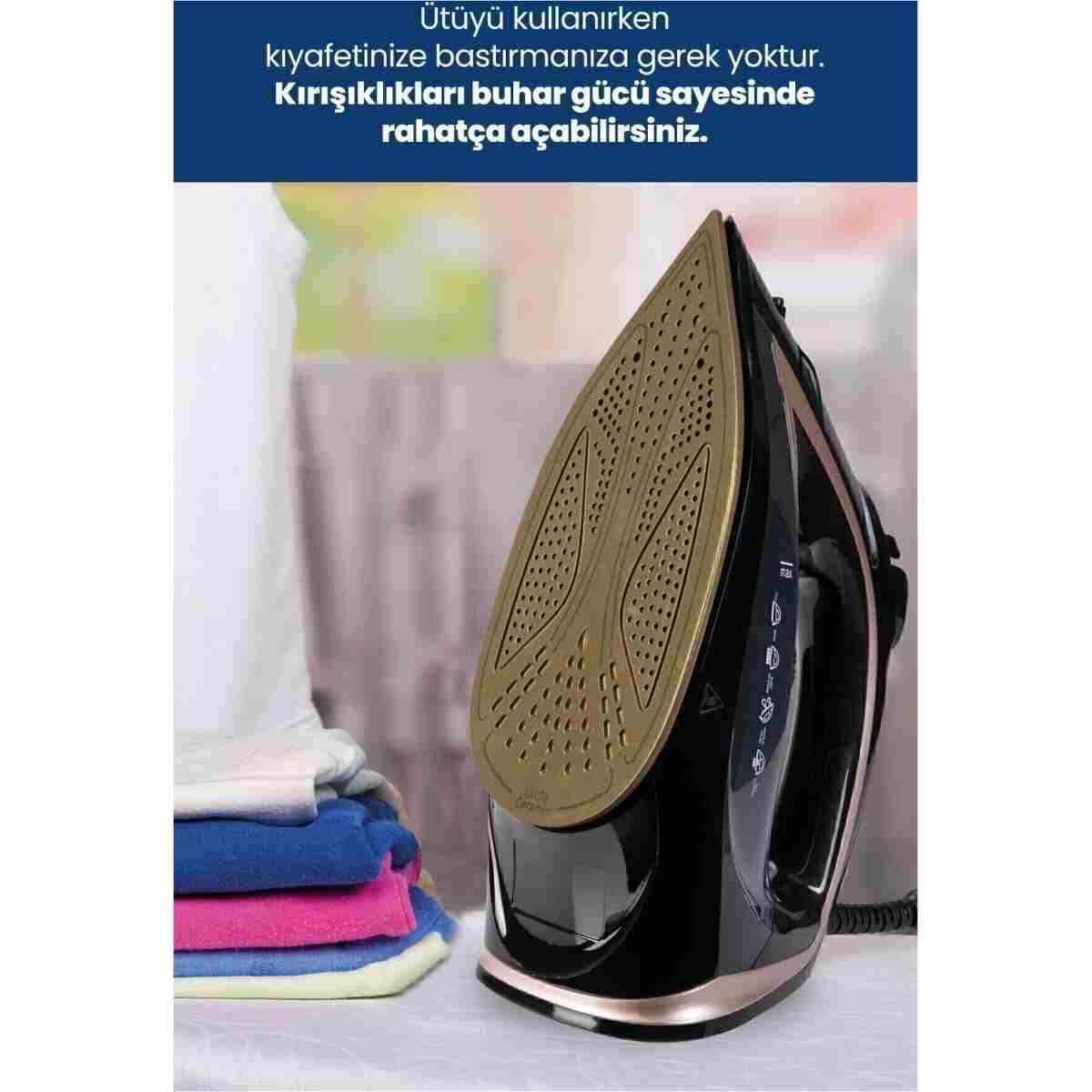 GOLDMASTER Smarty 2400 Watt Seramik Tabanlı 170 gr Etkili Şok Buharlı Ütü - Görsel 5