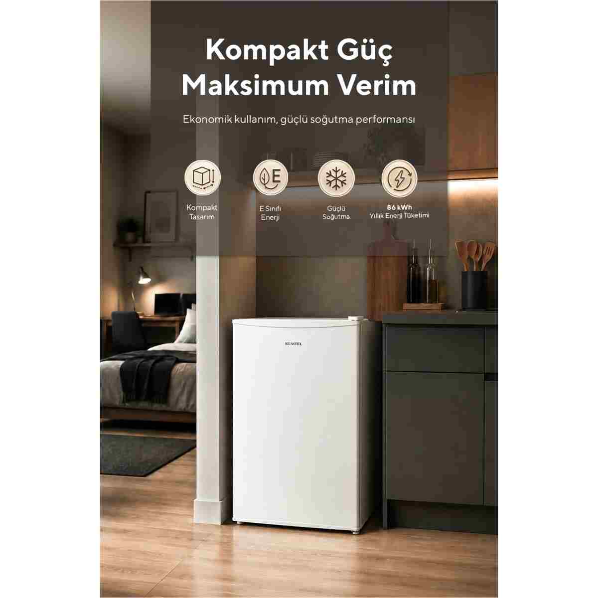 KUMTEL 93 L Beyaz Büro Tipi Mini Buzdolabı HMB-110 - Görsel 2