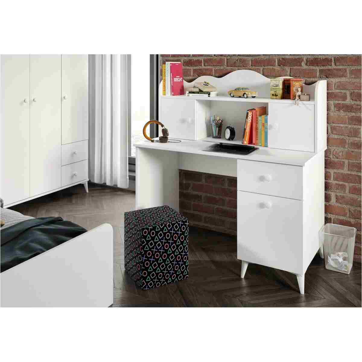 KZNMOB HOME Akasya Modern Genç Odası Takımı Beyaz - 4 Parçalı Ve Tamamı 1. Kalite Mdf - Görsel 7