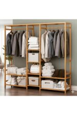 MFG AHŞAP Açık Gardırop Elbise Askılığı 170x160x30 - Görsel 5