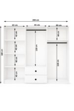 Metalia Gm 069 Delüx 6 Kapı 2 Çekmeceli Düğme Kulplu Gardırop - Görsel 5
