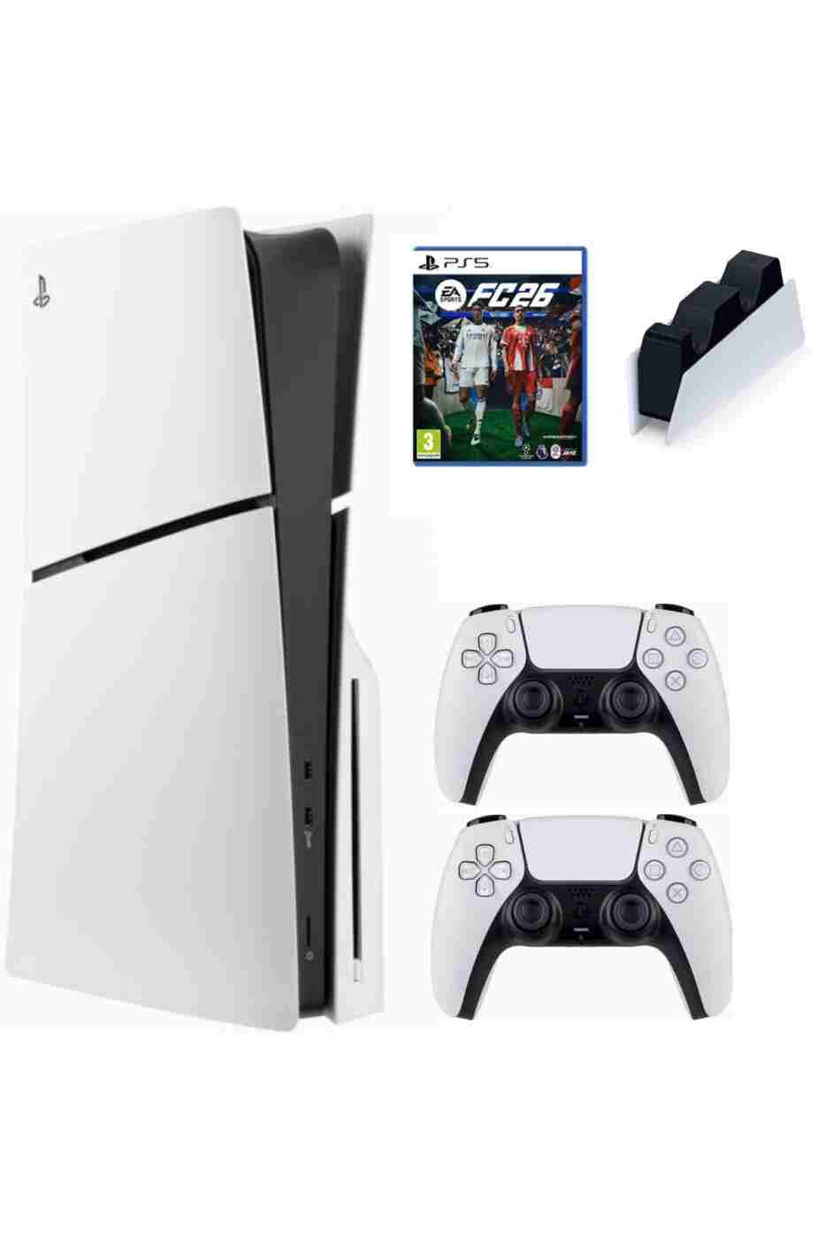Sony Playstation 5 slim cd EN YENİ versiyon 2025 model 2 Dualsense şarj istasyonu fc26