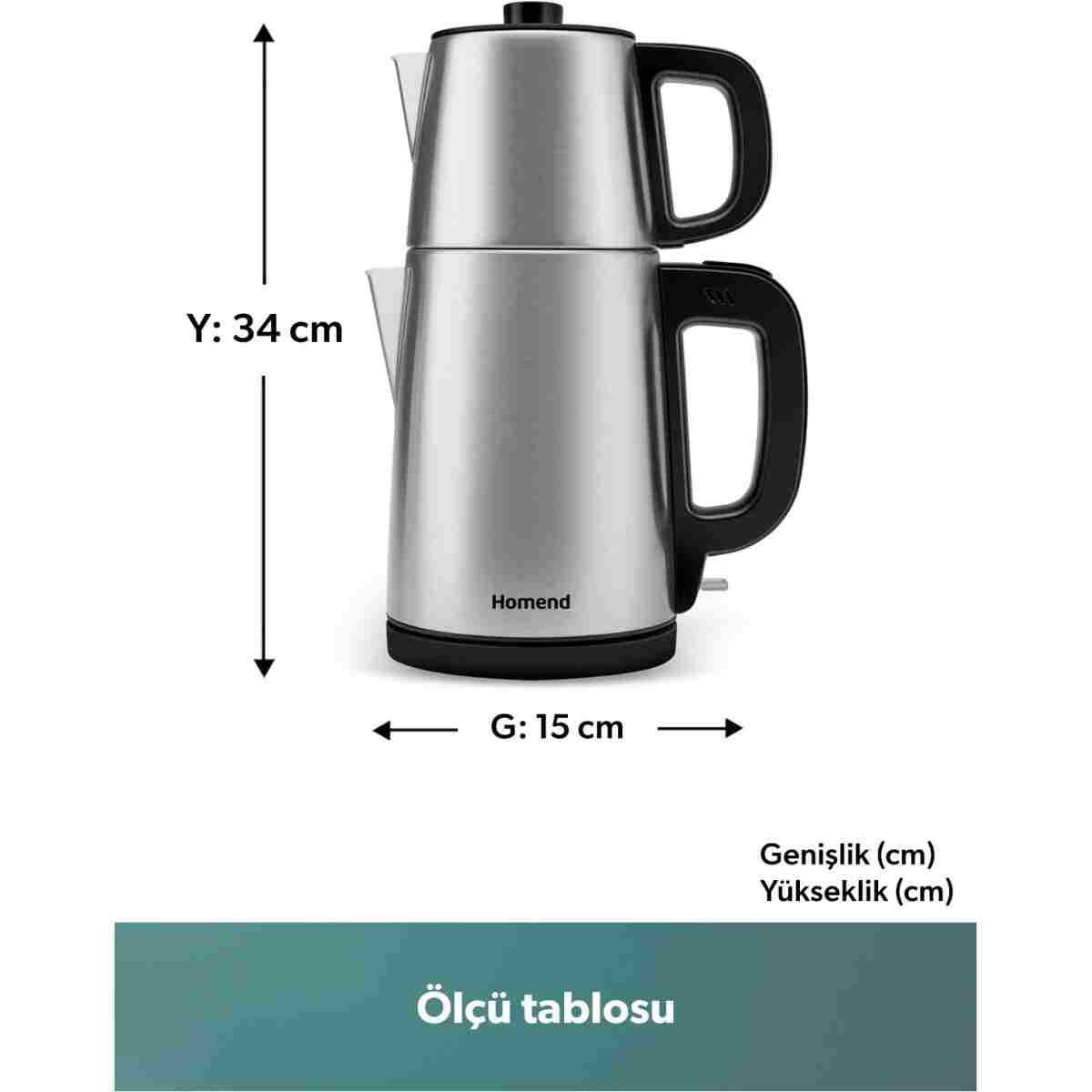 HOMEND Royaltea 1728h Çay Makinesi Inox - Görsel 2