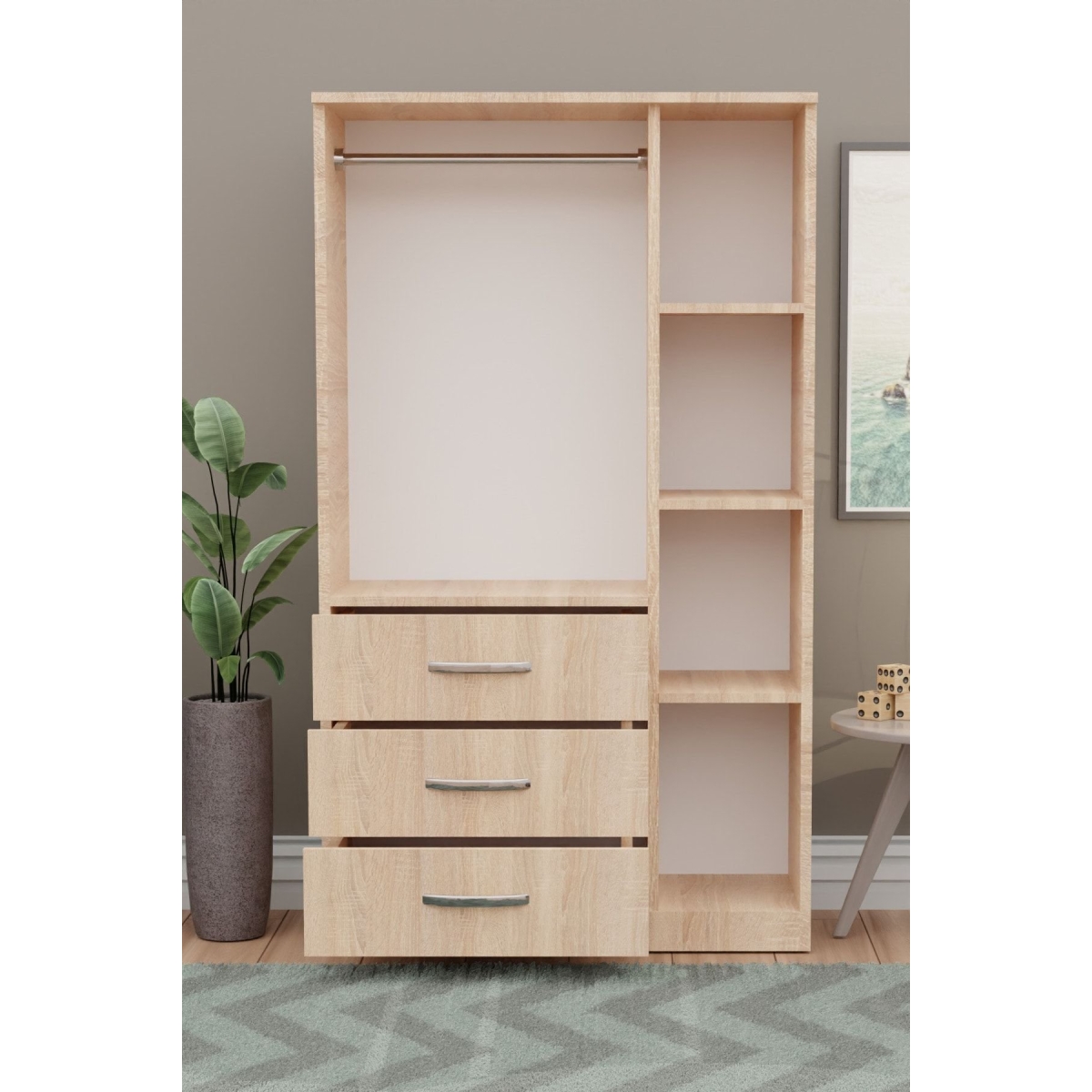Metalia GM 302-S ECE LÜX 3 KAPI 3 ÇEKMECELİ SONOMO GARDIROP - Görsel 3