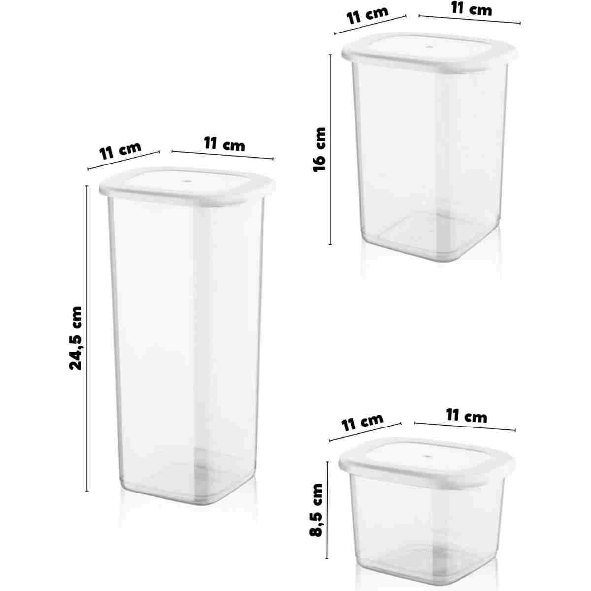 Nandy Home 24'li Set Etiketli, Kırılmaz Kare Erzak Saklama Kabı Beyaz X8 1,75 Lt/1,2 Lt/0,5 Lt - Görsel 11