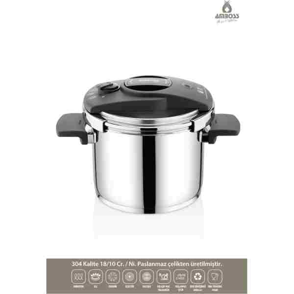 Amboss Enio Matik Paslanmaz Çelik 22 Cm 6 Lt Düdüklü Tencere