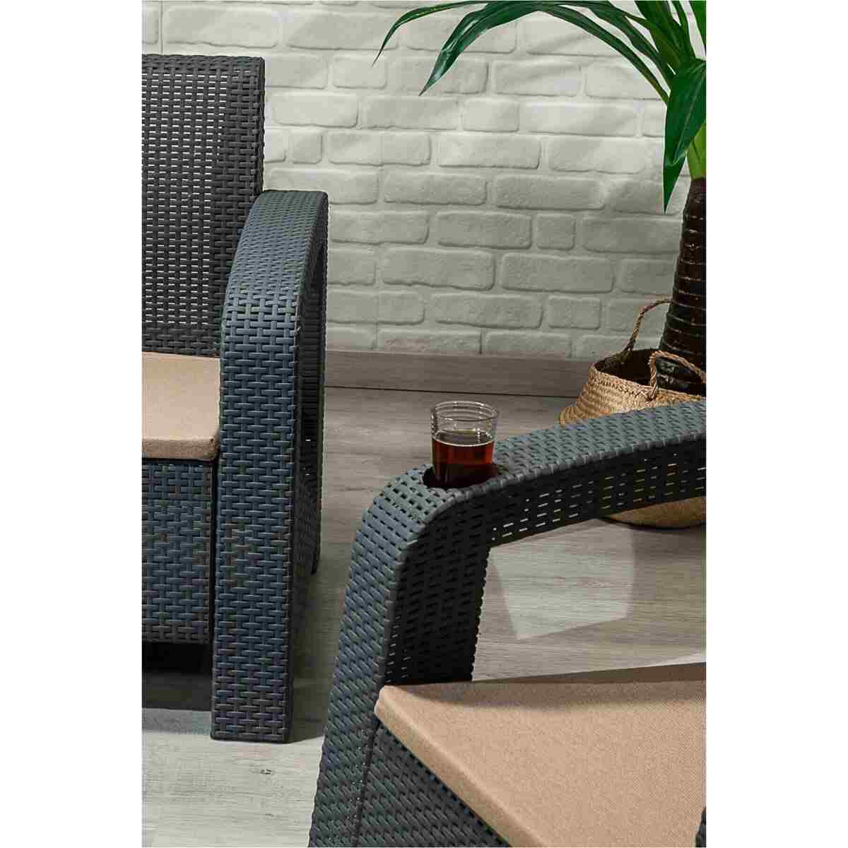 SANDALİE Olimpos 3+1+1+s Balkon&teras Bahçe Mobilyası / Antrasit - Görsel 7