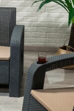 SANDALİE Olimpos 3+1+1+s Balkon&teras Bahçe Mobilyası / Antrasit - Görsel 7
