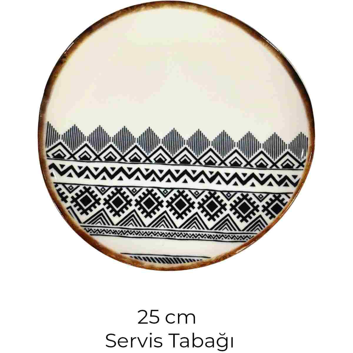 Kitchen Life Roden Modern Ethnic 24 Parça 6 Kişilik Porselen Yemek Takımı Pasta , Çorba ,Yemek , Servis Tabağı - Görsel 6