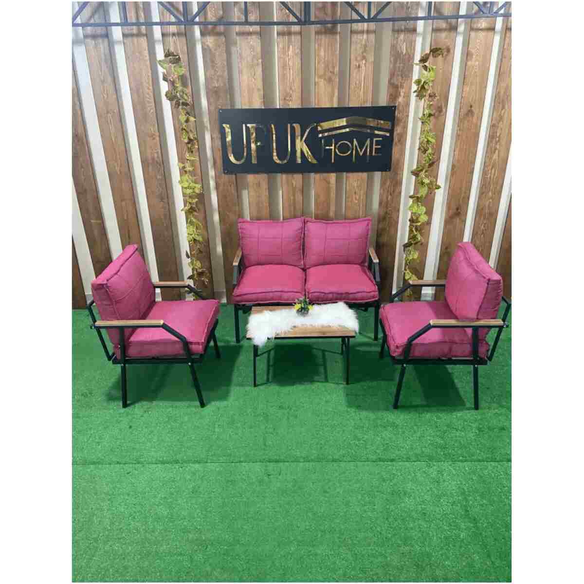 UFUK HOME Sehpalı Siyah 211 Fermuarlı Bahçe Balkon Takımı, Cafe, Salon - Metal Kanepe Koltuk Takımı - Görsel 8