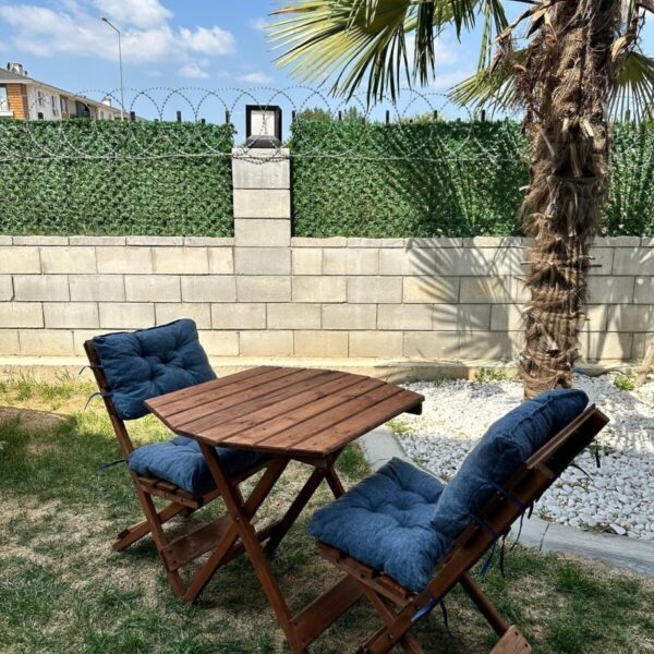 Bisa 2+1 Sekizgen Bahçe Balkon Mutfak Tipi Minderli(LACİVERT) Katlanır Masa-sandalye Takımı