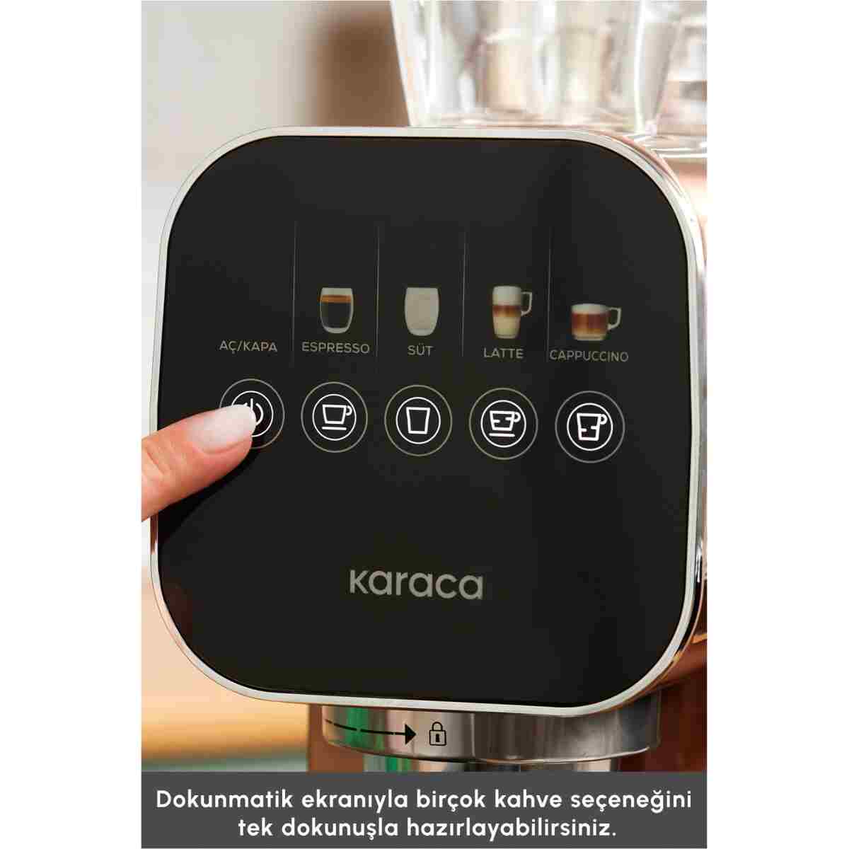 Karaca Mycaffee Barista S20 Entegre Süt Hazneli Otomatik Espresso ve Latte Makinesi Copper - Görsel 5