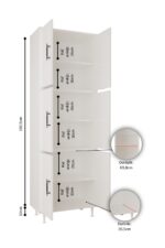 AEKA AE-3015 Mercan Atlantik Çam 6 Kapaklı Çok Amaçlı Dolap Raflı Mutfak Kiler Banyo 195*63*35 Çok Amaçlı Dolap - Görsel 2
