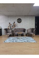 ZAFİR Papatya Çay Seti Koltuk Takımı Gold Sivriltme Ayak, Balkon, Salon, Ofis, Cafe Koltuk Takımı - Görsel 9