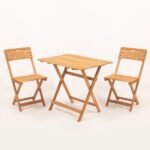 Meya Dekor Balkon Bahçe 60x80 Cm Masa 3’lü Katlanabilir Bistro Set 2 Sandalye 1 Bahçe 60x80 Cm Masa