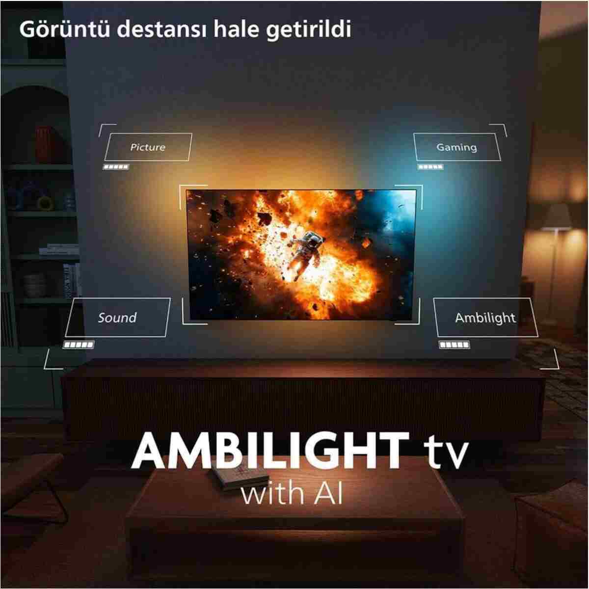 Philips Ambilight TV 55OLED760 4K UHD OLED 139cm 55" Smart TV Dolby Vision TitanOS - Görsel 8
