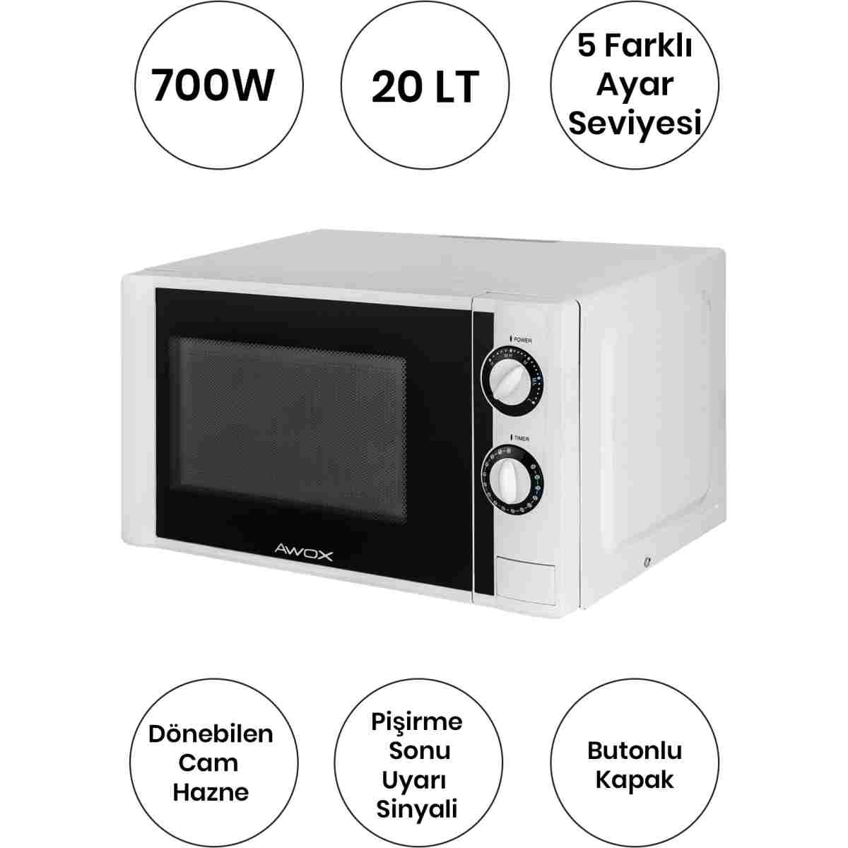 AWOX Mikrodalga P20 Fırın P20 Beyaz - Görsel 7