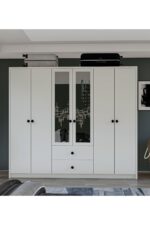 Metalia Gm 036 Lüx 6 Kapı 2 Çekmeceli Düğme Kulplu Aynalı Gardırop - Görsel 6