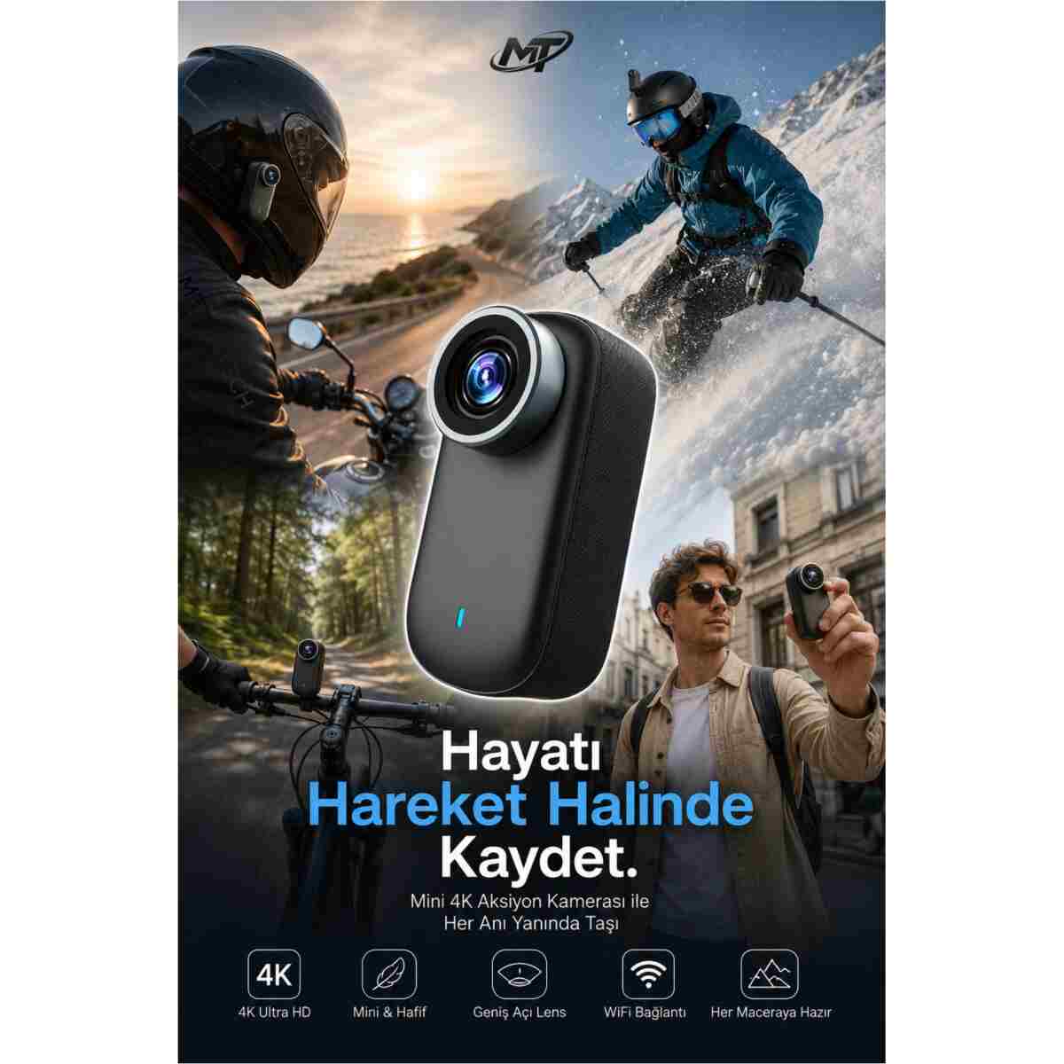 METONTECH 4K Ultra HD Mini Aksiyon Kamerası | Taşınabilir, Wi-Fi, Geniş Açı Lens, Zengin Kutu İçeriği, IP65 Su Geçirmez, Kompakt Tasarım - Görsel 2