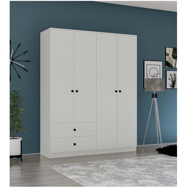 Metalia Gm 077 Novado Düğme Kulplu 4 Kapı 2 Çekmeceli Gardırop
