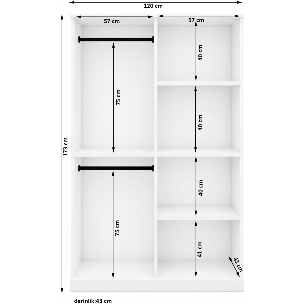 Metalia Gm 051 4 Kapılı Aynalı Gardrop Dolap - Görsel 5