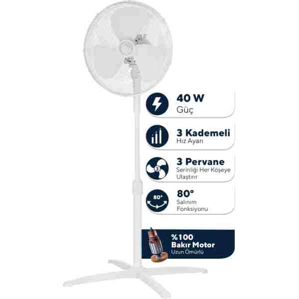 KUMTEL Beyaz Vantilatör 16'' (3P) Ktf-290
