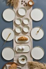 Kitchen Life 14 Parça 6 Kişilik Altın Yaldızlı Kahvaltı Takımı Caotıc Gold -Lüx Kahvaltılık Sunum Seti Tabağı - Görsel 2