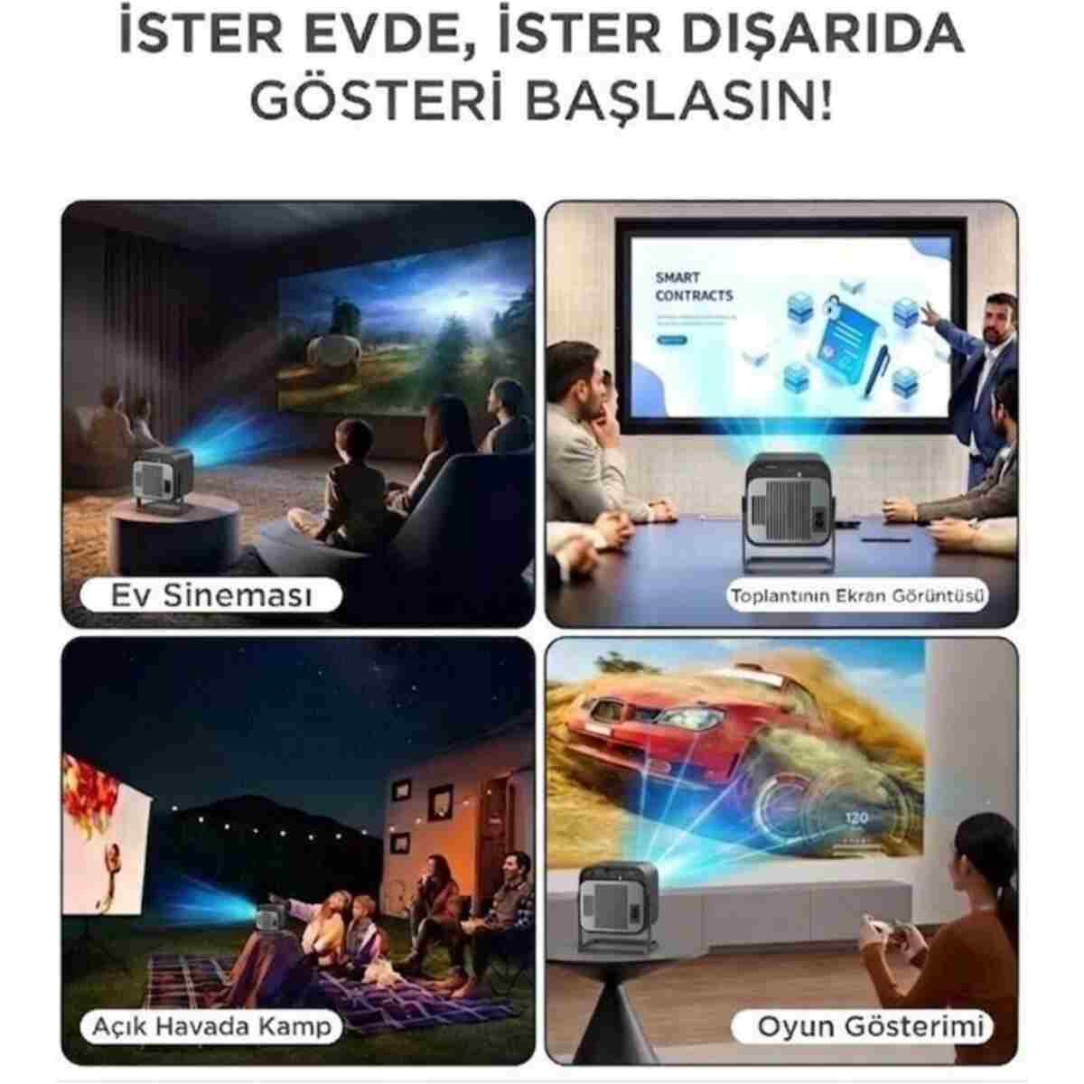 Torima Projeksiyon Cihazı Taşınabilir Ev Sinema 4K 1080P Android Akıllı Projektör HY320 Siyah - Görsel 8